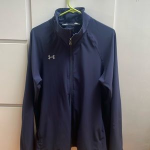 Under Armour Heatgear light weight full zip jacket. Navy blue size L
